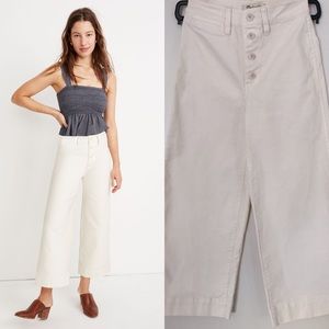 Madewell Petite Emmett Wide Leg Crop Pants Button Off White K9889